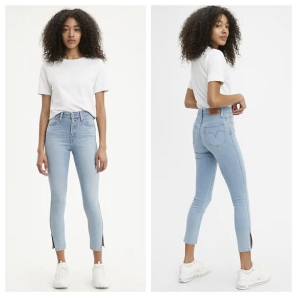 Levi's Women's Button Front 721 High Rise Ankle Skinny Jeans Light Wash Size 33 - Picture 1 of 8